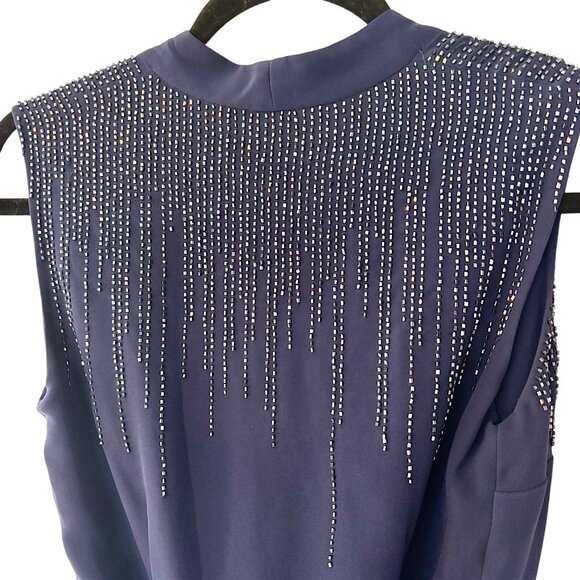 NWT Diane Von Furstenberg 0 ‘Margot’ Beaded Sleeveless Wide Leg Wrap Jumpsuit - Picture 5 of 8